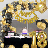 4 x Brand New Balloons 18th Birthday Decorations 125 Pieces Black Gold Birthday Balloons Arch Decorations Foil Balloon Celebrate Birthday Party Decorations - RRP €47.2