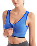 1 x RAW Customer Returns Zoerea Sports Bra Women Push Up Zip Front, 3 Pack Impact Yoga Bra, Size XL Fit 85D 90A 90B 90C 90D, Black, Grey and Blue - RRP €31.99