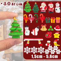 100 x Brand New HAKACC 30 Pcs Miniature Resin Christmas Figurines Mini Ornaments Santa Claus Christmas Tree Snowman for Christmas Decoration Fairy Garden - RRP €2040.0