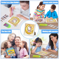 4 x Brand New DOMROM Diamond Painting Children with Frame, Kitten Diamond Painting Set Full Mosaic Making for Girls Boys Adults, 5D Diamond Painting Diamond Painting Pictures Arts Craft for Home Decor - RRP €35.08