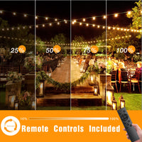 1 x RAW Customer Returns SUWIN Fairy Lights Outdoor Light Bulbs, Dimmable 30M Outdoor Fairy Lights G40 50 3 LED Bulbs Warm White, Waterproof Garden Garland Lights with Remote Control for Balcony Retro, 3 Lighting Modes - RRP €45.42