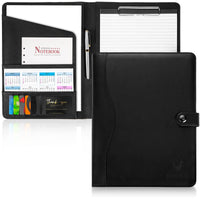 1 x RAW Customer Returns AMKSONS A4 writing folder in black including clipboard DIN A4 notepad - premium conference folder made of PU leather with document compartments, pen holder, hinged lid and magnetic closure - RRP €19.16