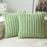 1 x RAW Customer Returns MIULEE Plush Velvet Cushion Cover Pillowcases Faux Fur Soft Modern Sofa Cushions Throw Pillows Smooth Zipper Washable Decorative Cushion Cover for Living Room Bedroom Sofa Set of 2 50 x 50 cm Light Green - RRP €19.99