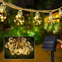 1 x RAW Customer Returns Joomer Solar Fairy Lights Outdoor with 20 Bulbs, 5.7M G50 LED Fairy Lights Outdoor Solar Weatherproof 8 Modes Vintage Hemp Rope Outdoor Fairy Lights Warm White for Garden Party Wedding Pavilion Balcony - RRP €19.67