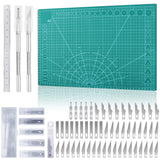 1 x RAW Customer Returns Miuzei Cutting Mat Set A3 with 55 Pieces Craft Knife and Steel Ruler, Self-Healing Craft Mat Cutting Mat Craft Drawing Mat Craft Scalpel Craft Mat Green  - RRP €17.14