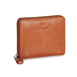 1 x RAW Customer Returns DONBOLSO Montreal Mini-Wallet I Women s leather wallet I Small secure women s wallet with zipper I 13 credit card compartments RFID protection I flat ladies wallet cognac vintage  - RRP €40.99