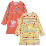 10 x Brand New Peppa Pig Other Dresses Dresses for Girls Made of Cotton, Peppa Pig Girls Dress Pack of 2 or Single with Shoulder Bag Girls 3-4 Years, Yellow Orange  - RRP €191.5