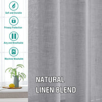 5 x Brand New Sedefen 2 Pieces of Gray Sheer Curtains Natural Linen Sheer Curtains Semi Blackout Curtains Set of 2 Smooth Elegant Warm Window Sheer Curtains for Living Room Rod Pocket 132x160cm - RRP €96.0