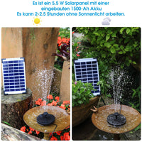 2 x RAW Customer Returns AISITIN Solar Fountain 5.5W Built-in 1500mAh Battery Solar Pond Pump Water Pump Solar Floating Fountain Pump with 6 Fountain Styles for Bird Bath Small Pond Garden Water Circulation - RRP €71.98