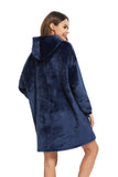 1 x RAW Customer Returns YEPLINS Pullover Hoodie Robe Blanket Hoodie Blanket Flannel Hoodie Blue  - RRP €25.2