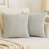 1 x Brand New EMEMA Corduroy Cushion Covers for Sofa Decorative Throw Pillow Cases Modern Elegant Soft Square for Bedroom Home Living Room 40x40 cm 2 Pieces Light Grey - RRP €22.8