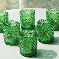 6 x Brand New Vohocandle 12pcs Green Glass Tealight Holders for Wedding Table, Glass Tealight Holders for Baby Shower, Green Glass Tealights for Party and Holiday Table Decoration - RRP €145.14