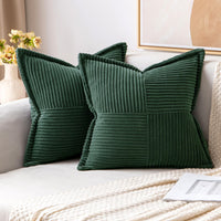 1 x RAW Customer Returns MIULEE Set of 2 Corduroy Velvet Cushion Covers Velvet Cushion Soft Decorative Cushion Cover Modern Cushion Cover Sofa Cushion Decorative Cushion Couch Cushion for Living Room Bedroom Dark Green 40 x 40 cm - RRP €21.59