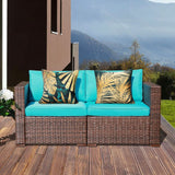 1 x Brand New HomeStilez Set of 4 Green Cushion Covers 45 x 45 cm Waterproof Linen Golden Palm Leaves Decorative Pillow Cushion Cover Tropical Plant Theme Couch Cushion for Garden Bench Chair Sofa Furniture - RRP €19.18