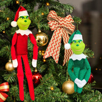 4 x Brand New Christmas Green Monster Doll, Elf Plush Toys Elf on The Shelf Doll Children s Cartoon Plush Toy Boys and Girls, Christmas Decorations Red Green  - RRP €56.44