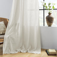 1 x RAW Customer Returns CUCRAF linen curtain with eyelets set of 2 H 245 x W 140 white semi-transparent curtains loop curtain curtain linen look voile curtains living room bedroom - RRP €36.99