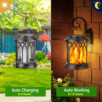 1 x RAW Customer Returns Garden Solar Lamps for Outdoor Hanging, GEARLITE 2 Pieces Solar Lanterns for Outdoors with Realistic Flame Effects, IP65 Waterproof Solar Lights Garden Decoration with Clips for Outdoor Yard Halloween Balcony - RRP €28.99