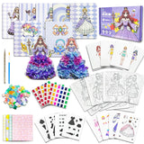 2 x Brand New BARVERE Hand Painting for Kids, 48 Pcs Poke Art DIY Toys, Fabric Art Frenzy, Flower Press Girl Boy, 4 in 1 Princess Dress-up Hand-Painted Purple  - RRP €31.12