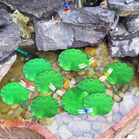 1 x Brand New YUE QIN 22 pieces pond decoration 10 pieces simulation lotus leaf 6 artificial dragonfly and 6 artificial frog for fish vivarium pool pond decoration aquarium - RRP €6.29