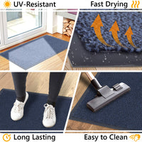 1 x RAW Customer Returns GadHome doormat blue 60x90 cm entrance door mat waterproof washable durable dirt trap Non-slip dirt trap doormat for front door, hallway, entrance, kitchen, bedroom - RRP €29.75