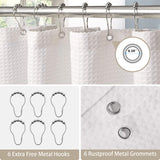 1 x RAW Customer Returns Waffle shower curtain with metal shower curtain rings fabric textile bathtub curtain anti-mold bathroom curtain set waterproof bathtub curtain heavy shower curtain bathroom - 92 x 182cm white  - RRP €23.06