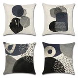 1 x RAW Customer Returns Wakasena Cushion Covers 45 x 45cm Set of 4 Modern Decor Aesthetic Colorful Abstract Geometric Minimalist Pillowcases for Sofa Home Decorations 45x45cm, Gray Blue Black  - RRP €24.18