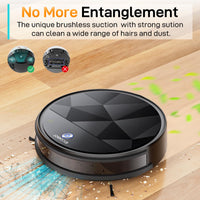 1 x RAW Customer Returns EICOBOT R20 vacuum robot, vacuum cleaner robot, anti-entanglement, slim robot vacuum cleaner, 130 min, 550ml dust container, suitable for animal hair, hard floor and low pile carpet, obsidian - RRP €88.51