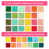 16 x Brand New 12700 pieces bead set, make your own bracelets for bead set with 3mm colorful glass beads 6mm clay beads, beads for threading set - RRP €241.92