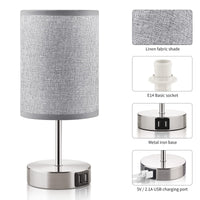 1 x RAW Customer Returns ShuBel bedside lamp touch dimmable set of 2, modern LED table lamp, with 2 USB quick charging ports 2 dimmable light bulbs, energy saving, eye protection, perfect for bedroom, living room - RRP €50.1