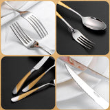 1 x RAW Customer Returns DAFFODILY luxury cutlery set 16-piece made of 18 10 stainless steel for 4 people with 2-in-1 steak knives - dishwasher safe, mirror finish, elegant gift box included. Signature Gold - 16 pieces  - RRP €50.4