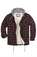 1 x RAW Customer Returns Coevals Club Men s Checked Flannel Shirt Long Sleeve Cotton Plaid With Pocket Casual Shirt Regular Fit Sherpa Lining Hoody Coat Jacket Rust Brown Black 6 3XL  - RRP €59.0