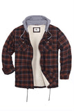 1 x RAW Customer Returns Coevals Club Men s Flannel Jacket Shirt Sherpa Lumberjack Shirt Flannel Shirt Long Sleeve Checkered Snap Buttons Cotton Winter Shirt Hood Russet Brown Black 6 4XL  - RRP €50.41