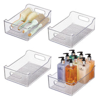 1 x Brand New mDesign Bathroom Organizer Box Square Plastic Bathroom Item Box Ideal Closet Organizer for Cosmetics and Makeup Set of 2 Clear - RRP €54.99