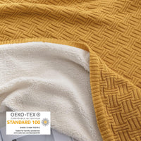 1 x RAW Customer Returns MH MYLUNE HOME Sherpa Blanket Cotton Knitted Blanket Oeko-Tex 180x200cm 660GSM Thick Cuddly Blanket Fluffy Sofa Blanket Bedspread Bed Throw Warm Crocheted Blanket Autumn Winter Blanket Mustard Yellow - RRP €60.49