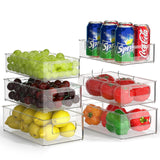 1 x RAW Customer Returns FINEW Refrigerator Organizer Set of 6 3 Sizes , Stackable Pantry Storage Containers, Transparent Refrigerator Storage Box Organization for Kitchen, Drawer, Sink, Bathroom - BPA Free - RRP €24.99