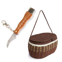 1 x RAW Customer Returns Flanacom IMPROVED Set of 2 mushroom knives with mushroom basket - knife with brush and ruler to open made of stainless steel vine basket for collecting mushrooms - knife basket  - RRP €26.21