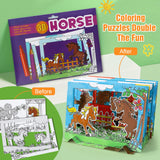 17 x Brand New 6x8Pcs 3D Coloring Books for Children Doodle Book 6 Themes Princess Ocean Safari Horse Space Station Garage Coloring Puzzle Coloring Book Children Party Favors Gifts Children s Birthday Girls from 4 5 6 7 8 9 10 Years - RRP €346.8