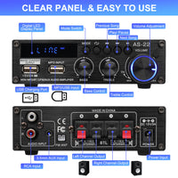 1 x RAW Customer Returns 600W Amplifier, HiFi Audio Stereo BT Portable Radio for Car or Home, RMS 30W X 2 with Remote Control and Mini Display 2CH LCD, 12 V 220 V 600W  - RRP €45.17