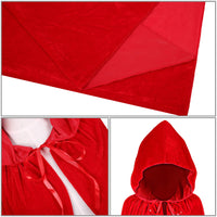 3 x Brand New KONVINIT Long Hooded Cloak Adult Red Cape Made of Velvet for Christmas Halloween Vampire Costume Party, Red L - RRP €51.06