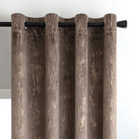 1 x RAW Customer Returns MIULEE Curtains with eyelets gold velvet curtains opaque eyelets foil print curtains gold eyelet curtains for bedroom living room set of 2 140 x 260 cm W x H brown - RRP €44.36