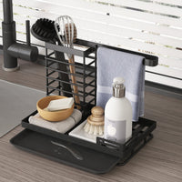 1 x RAW Customer Returns COVAODQ Sink Caddy Organizer, Sink, Rag Holder, for Kitchen Bathroom Black  - RRP €12.16