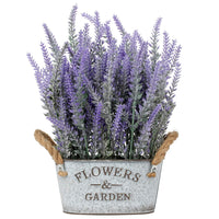 1 x RAW Customer Returns Artificial Lavender Flowers Artificial Plants Artificial Flowers Flocked Plastic Lavender in Galvanized Metal Pot Indoor Outdoor Home Kitchen Office Table Decoration Decor - RRP €31.17