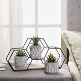 1 x RAW Customer Returns TERESA S COLLECTIONS Modern artificial plant with metal wooden stand for home decoration, set of 3 artificial succulents in geometric ceramic, living room decoration table decoration mother daughter gift - RRP €39.99