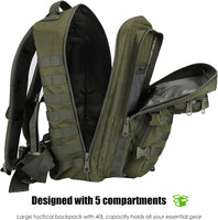 1 x RAW Customer Returns ProCase 40L Military Tactical Backpack, Large Capacity 3 Day Army Assault Pack Bag Go Bag Rucksack for Hiking Hunting, Trekking and Camping and other Outdoor Activities -Green - RRP €40.32