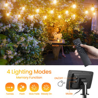 1 x RAW Customer Returns GlobaLink Outdoor Solar Fairy Lights, 15 1 LED 17M Fairy Lights Bulbs with USB Solar Charging Method, 4 Modes with Remote Control Dimmable for Gardens, Balcony, Party, Patio Decoration Outdoor - RRP €44.56