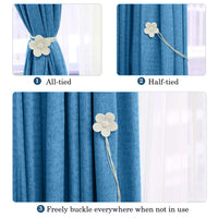 1 x RAW Customer Returns Lewondr Vintage Magnetic Curtain Tiebacks, 2 Pairs Resin Flower Curtain Buckle with Strong Permanent Magnet for Decoration Home Cafe Office - White - RRP €31.99