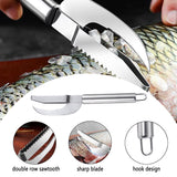 1 x RAW Customer Returns LONGHAO 2 pieces shrimp peeler made of stainless steel, shrimp peeler, fish scale knife, stainless steel fish scale remover, 5 in 1 multifunctional shrimp line fish maw knife, fish scaler remover, for shrimp - RRP €20.4