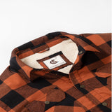 1 x RAW Customer Returns Coevals Club Men s Flannel Jacket Shirt Sherpa Lumberjack Shirt Flannel Shirt Long Sleeve Checked Press Studs Cotton Winter Shirt Brown Black 12 L  - RRP €50.41