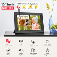 1 x RAW Customer Returns Frameo 10.1 inch WiFi Digital Photo Frame, 1280x800 HD IPS Touchscreen Photo Frame Electronic, 32GB Memory, Automatic Rotation, Supports Micro SD Card, Share Pictures and Videos Instantly - RRP €69.97