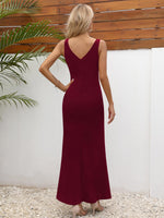 1 x RAW Customer Returns Missufe Summer Dress Cocktail Dress Festive Party Dress Maxi Dress Women s Evening Dress Bodycon Dresses Burgundy Red, Medium  - RRP €42.28